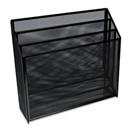 Universal® Deluxe Mesh Three-Tier Organizer, 3 Sections, Letter Size Files, 12.63" x 3.63" x 11.5", Black