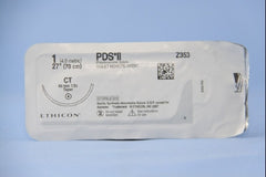 Suture with Needle PDS II Absorbable Uncoated Violet Suture Monofilament Polydioxanone Size 1 27 Inch Suture 1-Needle 40 mm Length 1/2 Circle Taper Point Needle