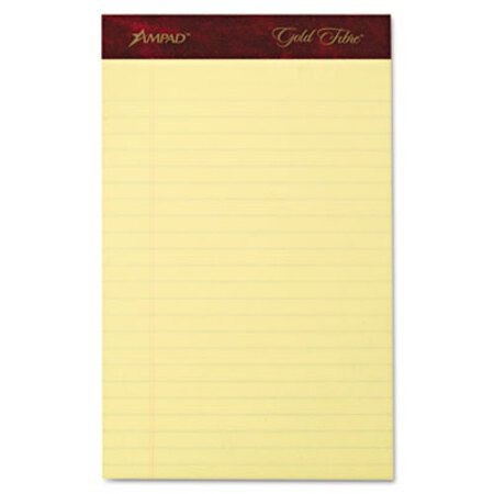 Ampad® Gold Fibre Writing Pads, Narrow Rule, 5 x 8, Canary, 50 Sheets, 4/Pack