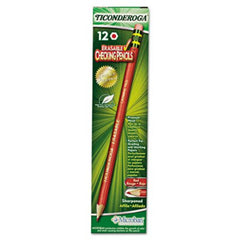 Ticonderoga® Erasable Colored Pencils, 2.6 mm, 2B (#1), Carmine Red Lead, Carmine Red Barrel, Dozen