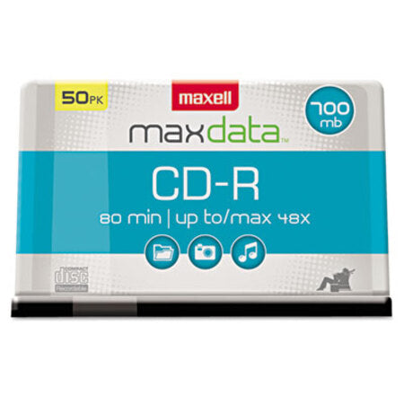 Maxell® CD-R Discs, 700MB/80min, 48x, Spindle, Silver, 50/Pack