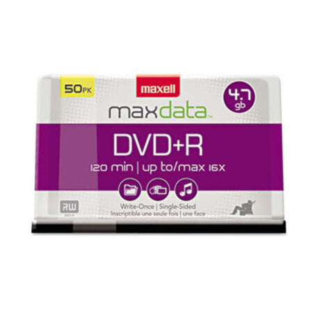 Maxell® DVD+R Discs, 4.7GB, 16x, Spindle, Silver, 50/Pack