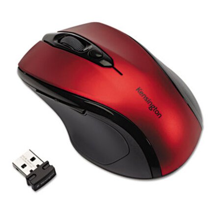 Kensington® Pro Fit Mid-Size Wireless Mouse, 2.4 GHz Frequency/30 ft Wireless Range, Right Hand Use, Ruby Red