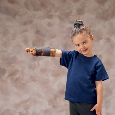 DeRoyal Wrist / Forearm Brace DeRoyal® Suede Leather Right Hand Brown Child