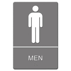 Headline® Sign ADA Sign, Men Restroom Symbol w/Tactile Graphic, Molded Plastic, 6 x 9, Gray