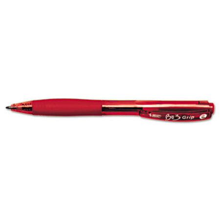 Bic® BU3 Retractable Ballpoint Pen, Bold 1 mm, Red Ink/Barrel, Dozen