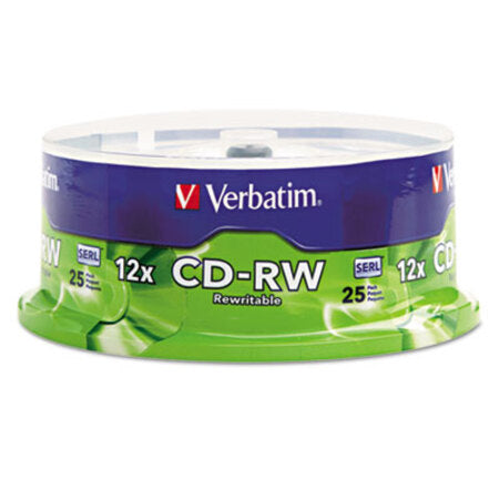 Verbatim® CD-RW Discs, 700MB/80min, 4X/12X, Spindle, 25/Pk
