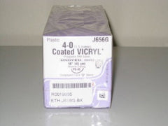 Suture with Needle Coated Vicryl Absorbable Coated Undyed Suture Braided Polyglactin 910 Size 4 - 0 18 Inch Suture 1-Needle 16 mm Length 1/2 Circle - Compound Curve Reverse Cutting Needle