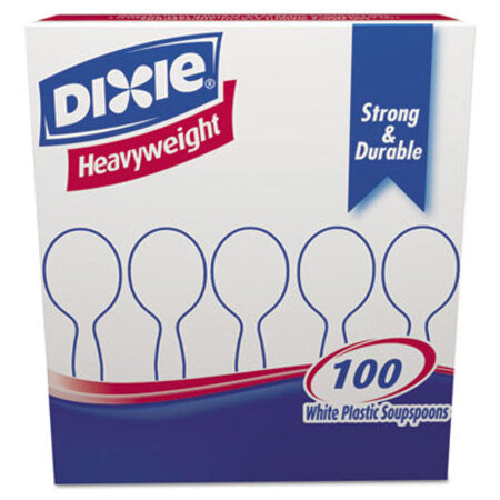 Dixie® Plastic Cutlery, Heavyweight Soup Spoons, White, 100/Box