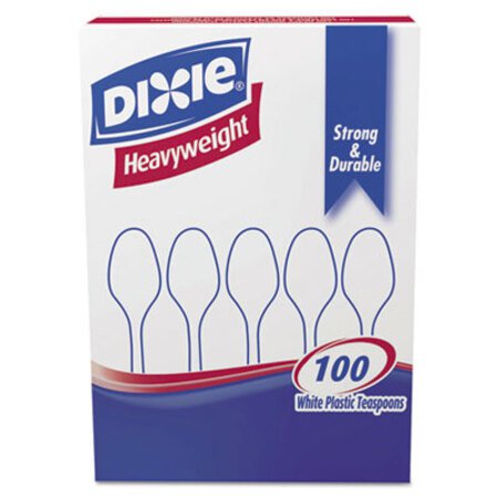 Dixie® Plastic Cutlery, Heavyweight Teaspoons, White, 100/Box