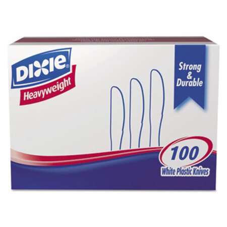 Dixie® Plastic Cutlery, Heavyweight Knives, White, 1,000/Carton