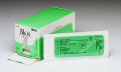 Suture with Needle Ethilon Nonabsorbable Uncoated Black Suture Monofilament Nylon Size 9 - 0 5 Inch Suture 1-Needle 3.8 mm Length 1/4 Circle Taper Cut Needle