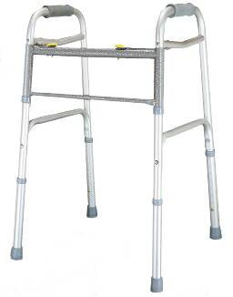 Graham-Field Dual Release Folding Walker Adjustable Height Lumex® Aluminum Frame 300 lbs. Weight Capacity 32-1/2 to 41-1/2 Inch Height