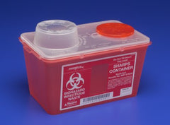 Cardinal Sharps Container Monoject™ 7 H X 6-3/4 W X 10-1/2 D Inch 1 Gallon Red Base / Translucent Lid Vertical Entry Chimney Top Lid - M-163401-4189 - Case of 40