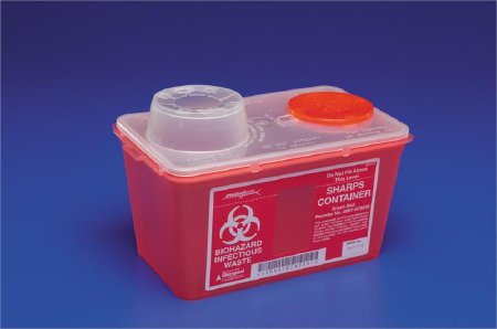 Cardinal Sharps Container Monoject™ 17-7/10 H X 6-3/4 W X 10-1/2 D Inch 3.5 Gallon Red Base / Translucent Lid Vertical Entry Chimney Top Lid - M-163410-3748 - Case of 10