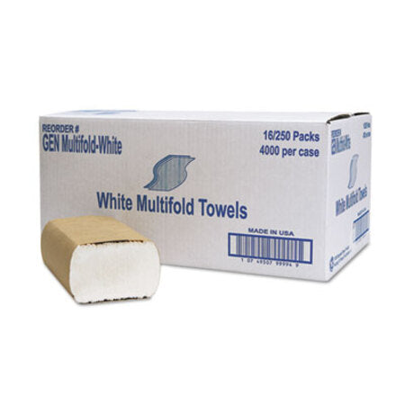 GEN Multifold Towel, 1-Ply, White, 250/Pack, 16 Packs/Carton