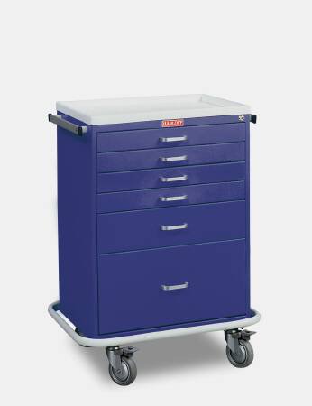 Harloff Treatment Cart Classic Line Steel 41.5 X 22 X 32 Inch Navy Blue Four - 3 Inch, One -6 Inch, One - 12 Inch: 23 X 17 Inch