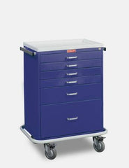 Harloff Treatment Cart Classic Line Steel 41.5 X 22 X 32 Inch Navy Blue Four - 3 Inch, One -6 Inch, One - 12 Inch: 23 X 17 Inch