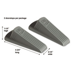 Master Caster® Big Foot Doorstop, No Slip Rubber Wedge, 2.25w x 4.75d x 1.25h, Gray, 2/Pack