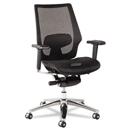Alera® Alera K8 Series Ergonomic Multifunction Mesh Chair, Supports up to 275 lbs, Black Seat/Black Back, Aluminum Base