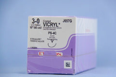 J & J Healthcare Systems Suture with Needle Coated Vicryl™ Absorbable Coated Undyed Suture Braided Polyglactin 910 Size 3 - 0 18 Inch Suture 1-Needle 16 mm Length 1/2 Circle - Compound Curve Reverse Cutting Needle