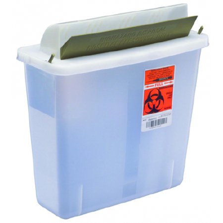 Cardinal Sharps Container In-Room™ 11 H X 10-3/4 W X 4-3/4 D Inch 1.25 Gallon Translucent Base / Translucent Lid Horizontal Entry Flap Lid - M-168059-2312 - Case of 20