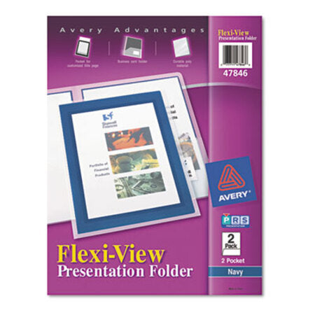 Avery® Flexi-View Two-Pocket Polypropylene Folder, Translucent/Navy, 2/Pack