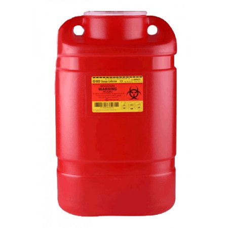 Becton Dickinson Sharps Container BD™ 18 H X 7-1/2 W X 10-1/2 D Inch 5 Gallon Red Base / White Lid Vertical Entry Hinged Snap On Lid - M-169746-4658 - Each