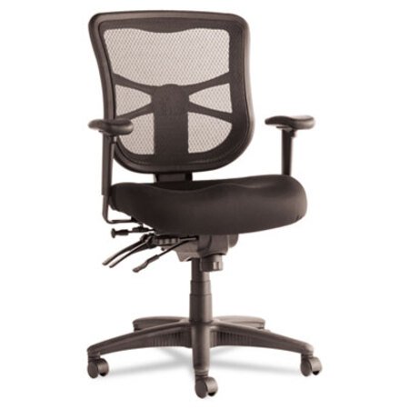 Alera® Alera Elusion Series Mesh Mid-Back Multifunction Chair, Supports up to 275 lbs, Black Seat/Black Back, Black Base
