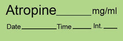 Precision Dynamics Drug Label Timemed Anesthesia Label Tape Atropine_mg/mL Date_Time_Int_ Green 1/2 X 1-1/2 Inch - M-170312-2909 - Roll of 1