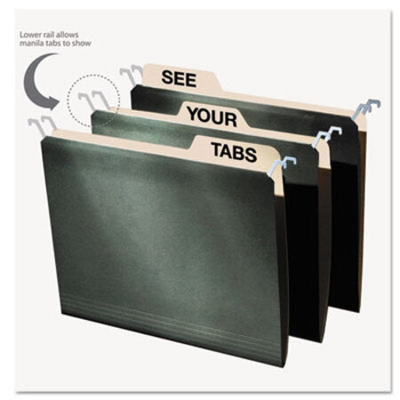 find It™ Hanging File Folders with Innovative Top Rail, Letter Size, 1/4-Cut Tab, Standard Green, 20/Pack