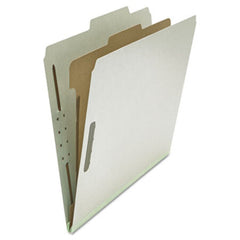 Universal® Four-Section Pressboard Classification Folders, 1 Divider, Letter Size, Gray, 10/Box