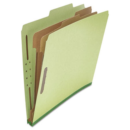 Universal® Six--Section Pressboard Classification Folders, 2 Dividers, Letter Size, Green, 10/Box