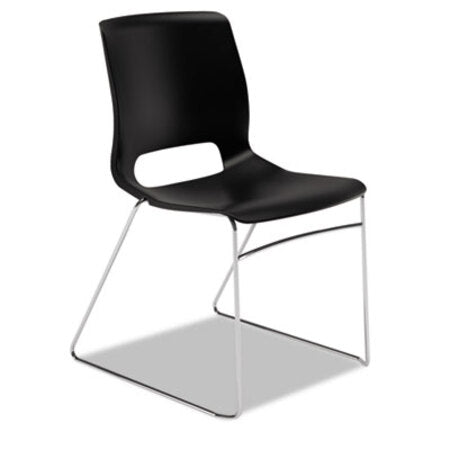 HON® Motivate High-Density Stacking Chair, Onyx Seat/Black Back, Chrome Base, 4/Carton