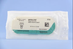 Suture with Needle Mersilene Nonabsorbable Uncoated Green Suture Braided Polyester Size 11 - 0 12 Inch Suture Double-Armed 5.5 mm Length 1/2 Circle Spatula Needle