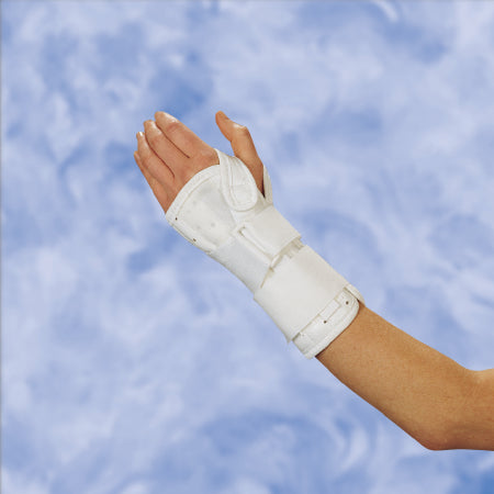 DeRoyal Wrist / Forearm Brace DeRoyal® Leatherette Left Hand White Small