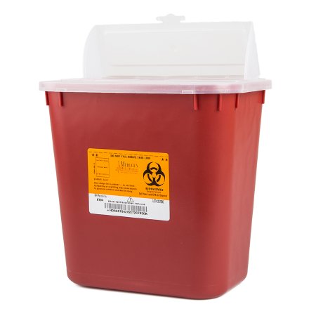 Medegen Medical Products LLC Sharps Container Sharps® 9-1/2 H X 10 W X 7 D Inch 2 Gallon Red Base / Translucent Lid Horizontal Entry Hinged Snap On Lid - M-171885-2984 - Case of 24