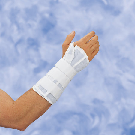 DeRoyal Wrist / Forearm Brace DeRoyal® Foam / Metal Left Hand White One Size Fits Most