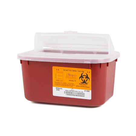 Medegen Medical Products LLC Sharps Container Sharps® 5 H X 10 W X 7 D Inch 1 Gallon Red Base / Translucent Lid Horizontal Entry Hinged Snap On Lid - M-172711-3934 - Each