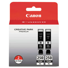 Canon® 6432B004 (PGI-250XL) ChromaLife100+ High-Yield Ink, 500 Page-Yield, Black, 2/Pack