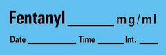 Precision Dynamics Drug Label Timemed Anesthesia Label Tape FentanyL_mcg_mL Date_Time_Int Blue 1/2 X 1-1/2 Inch - M-173551-2762 - Roll of 1