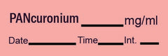 Precision Dynamics Drug Label Timemed Anesthesia Label Tape PANcuronium_mg/mL Date_Time_Int Fluorescent Red 1/2 X 1-1/2 Inch - M-173556-4618 - Roll of 1