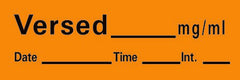 Precision Dynamics Drug Label Timemed Anesthesia Label Tape Versed_mg/mL Date_Time_Int_ Orange 1/2 X 1-1/2 Inch - M-173564-2040 - Roll of 1