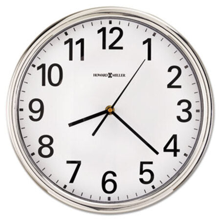 Howard Miller® Hamilton Wall Clock, 12" Overall Diameter, Silver Case, 1 AA (sold separately)