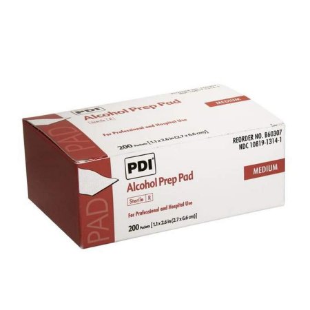 Professional Disposables Alcohol Prep Pad PDI® 70% Strength Isopropyl Alcohol Individual Packet Medium Sterile