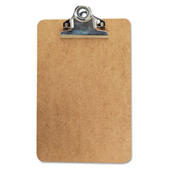 Universal® Hardboard Clipboard, 3/4" Capacity, Holds 5w x 8h, Brown