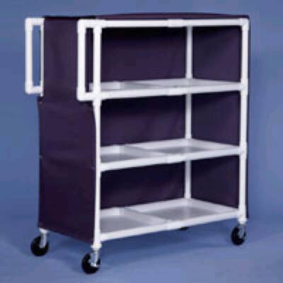 IPU Linen Cart with Cover 3 Shelves PVC 5 Inch Heavy Duty Casters, 2 Locking - M-506363-2423 - Each