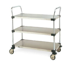 Intermetro Industries Utility Cart MW200 Series Stainless Steel 18 X 36 X 38 Inch Silver 18 X 36 Inch Chrome Shelves