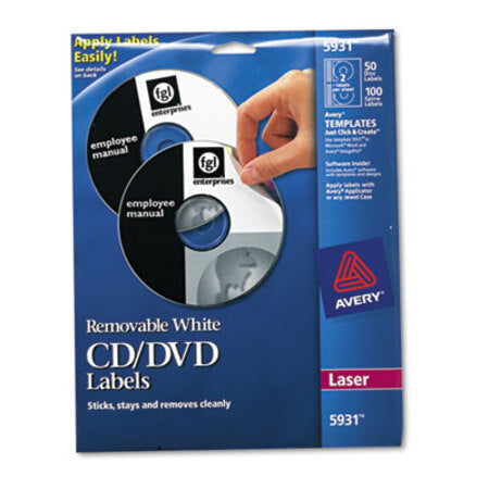 Avery® Laser CD Labels, Matte White, 50/Pack