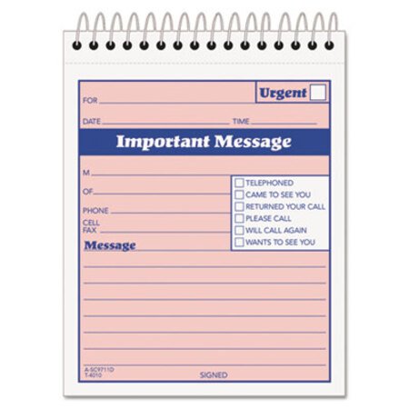 TOPS™ Telephone Message Book with Fax/Mobile Section, 4-1/4 x 5 1/2, Two-Part, 50/Book